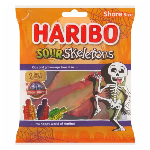 HARIBO SOUR SKELETON CLIPSTRIP 160G