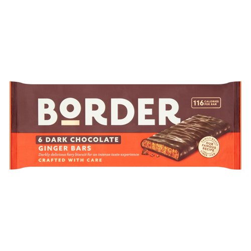 BORDER DARK CHOCOLATE GINGER BARS 144G