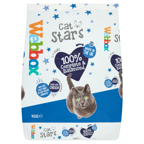 WEBBOX CAT COMPLETE DRY FOOD STARS WITH CHICKEN 900G