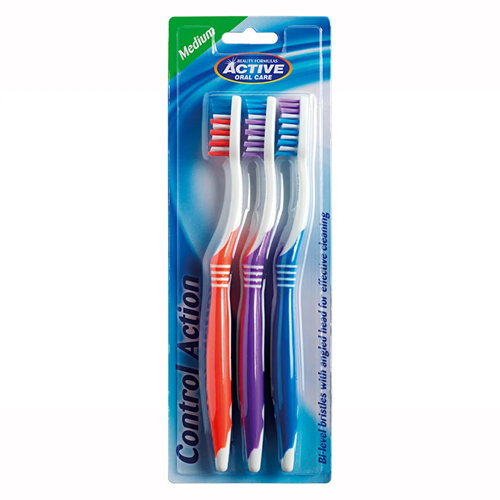 ACTIVE ORAL CARE CONTROL ACTION TOOTHBRUSH 3PK