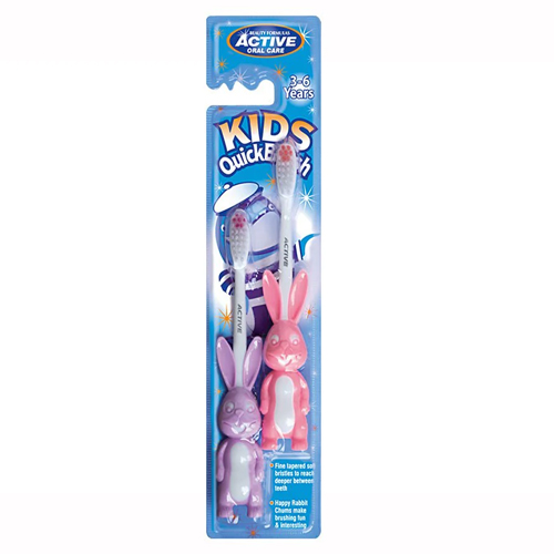 ACTIVE ORAL CARE KIDS QUICKBRUSH RABBIT 3-6 YRS 2PK