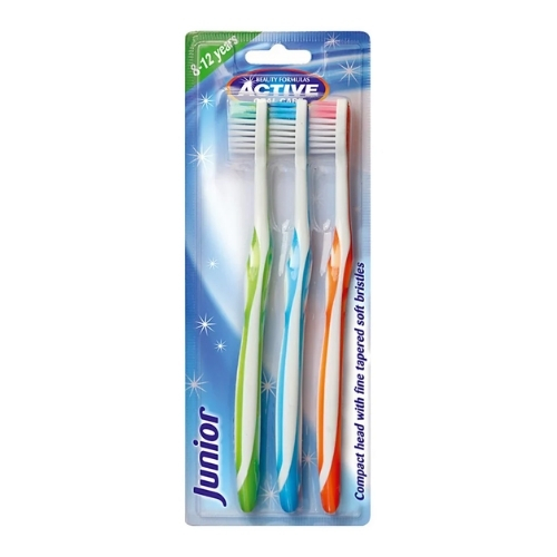 ACTIVE ORAL CARE JUNIOR TOOTHBRUSH 8-12 YEARS 3PK