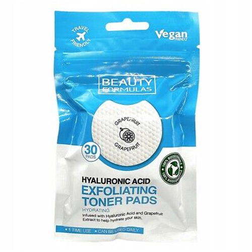 BEAUTY FORMULAS HYALURONIC ACID EXFOLIATING TONER PADS 30S