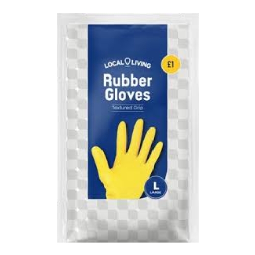 LOCAL LIVING RUBBER LARGE GLOVES PMP £1.00 1S