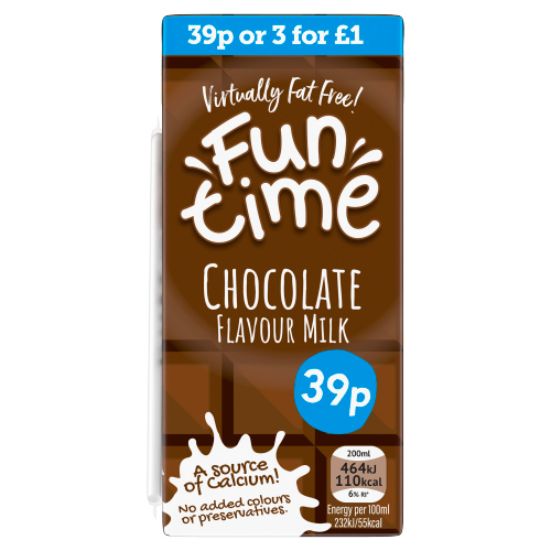 FUNTIME CHOCOLATE MILK PMP 39P OR 3 FOR £1 .00 200ML