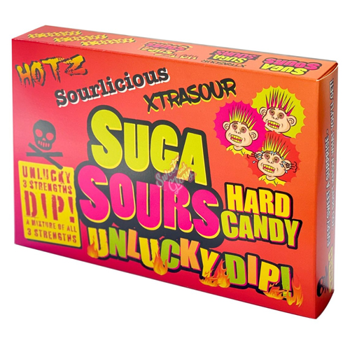 FUTURE CANDY SUGA SOURS UNLUCKY DIP HOTZ  HARD CANDY 100G