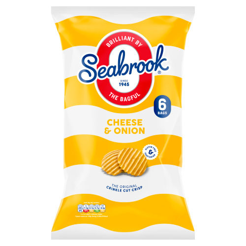 SEABROOK CHEESE & ONION 6PK 150G