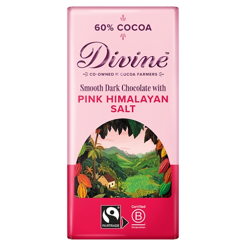 DIVINE SMOOTH DARK CHOCOLATE WITH PINK HIMALAYAN SALT 90G