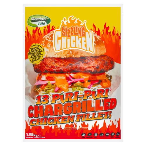 SIZZLING PERI PERI CHARGRILLED CHICKEN FILLETS 1.95KG