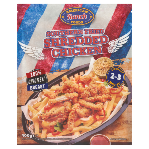 AMERICAN RANCH FOODS SOUTHERN FRIED SHREDDED CHICKEN 400G