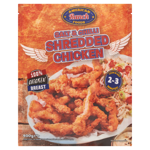AMERICAN RANCH FOODS SALT & CHILLI SHREDDED CHICKEN 400G