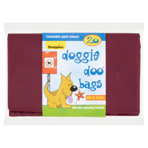 SNAPPIES DOGGIE DOO BAGS WITH TIE HANDLES 20S