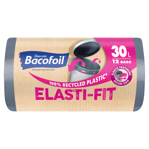 BACOFOIL ELASTI-FIT BIN BAGS 100% RECYCLED