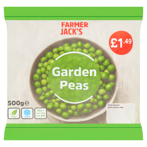 FARMER JACK'S GARDEN PEAS PMP £1.49 500G
