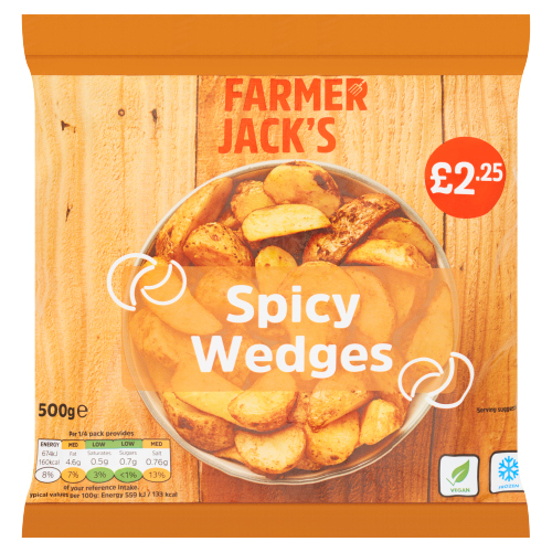 FARMER JACK'S SPICY WEDGES PMP £2.25500G