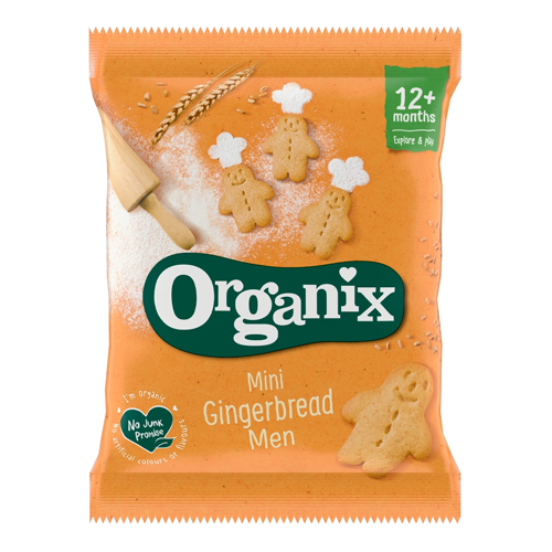 ORGANIX MINI GINGERBREAD MEN ORGANIC TODDLER SNACK BISCUITS 12+MONTHS 20G