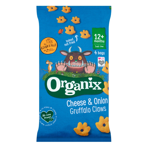 ORGANIX CHEESE & ONION GRUFFALO CLAWS TODDLER SNACK PUFFS 12+MONTHS  4PK 15G