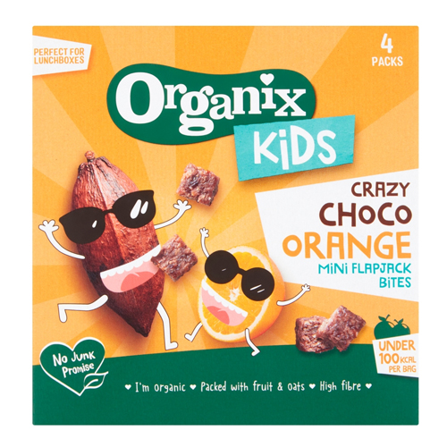 ORGANIX KIDS CRAZY CHOCO ORANGE MINI FLAPJACK BITES 4PK 23G