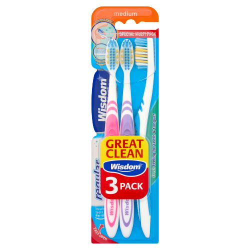 WISDOM REGULAR FRESH MEDIUM TOOTHBRUSH 3PK