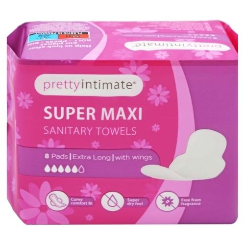 PRETTY INTIMATE SUPER MAXI 8 SANITARY TOWELS 8S