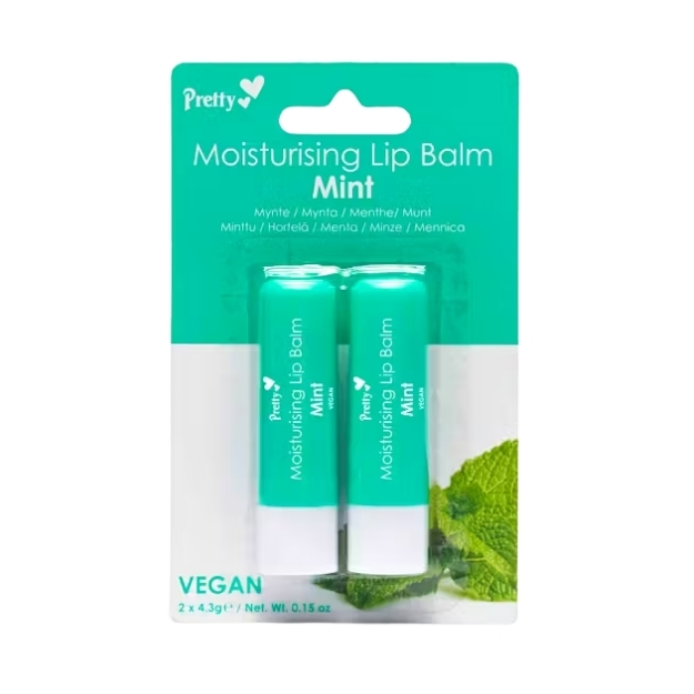 PRETTY MOISTURISING LIP BALM TWIN PACK MINT 4.3G
