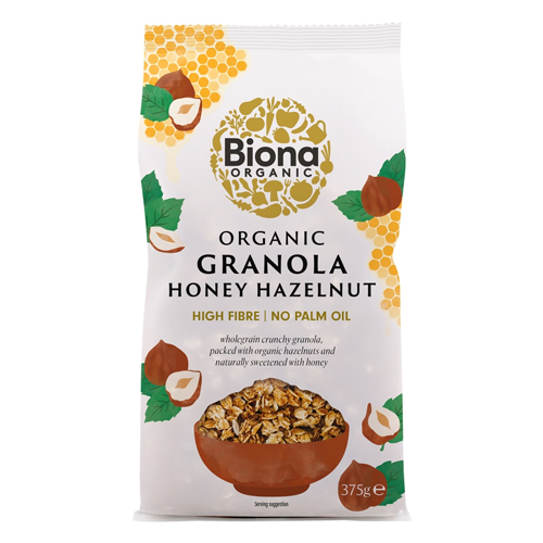 BIONA ORGANIC GRANOLA HONEY HAZELNUT 375G