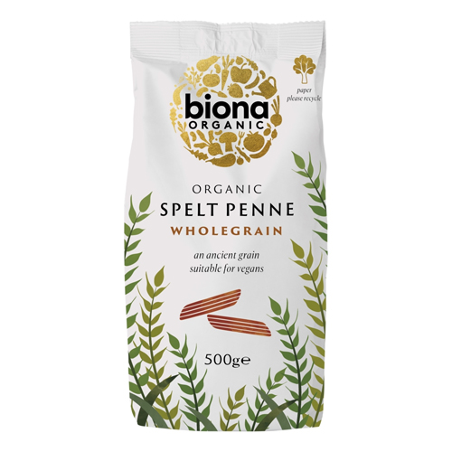 BIONA ORGANIC SPELT PENNE WHOLEGRAIN 500G