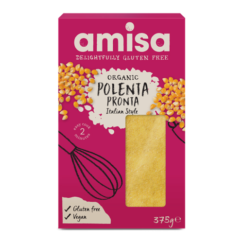 AMISA ORGANIC POLENTA PRONTA PRE COOKED GLUTEN FREE WHOLEGRAIN 375G