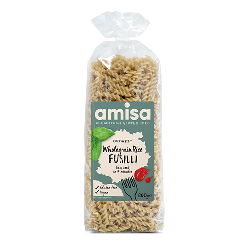 AMISA ORGANIC GLUTEN FREE WHOLEGRAIN RICE FUSILLI 500G