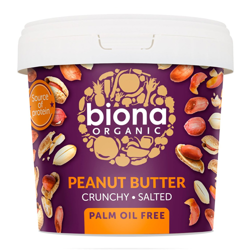 BIONA ORGANIC CRUNCHY PEANUT BUTTER SALTED 1KG