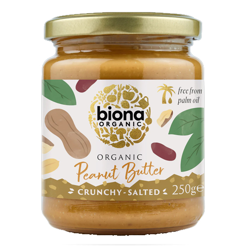BIONA ORGANIC CRUNCHY PEANUT BUTTER 250G