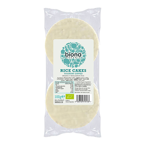 BIONA ORGANIC YOGHURT COATED RICE CAKES 100G