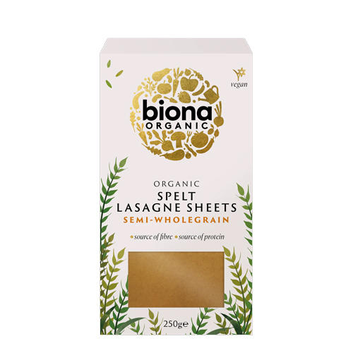 BIONA ORGANIC SPELT LASAGNE WHOLEGRAIN 250G