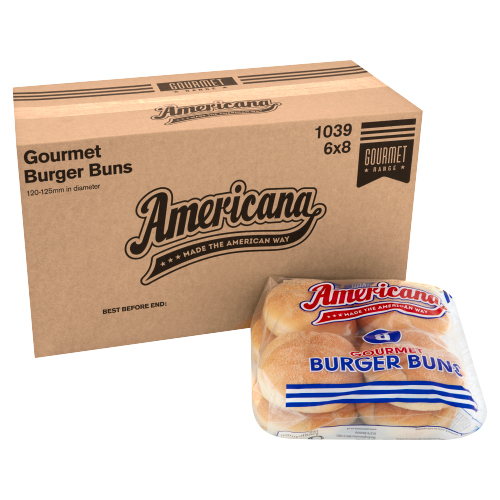 AMERICANA 48 GOURMET BURGER BUNS (6 X 8 BUNS) 89G