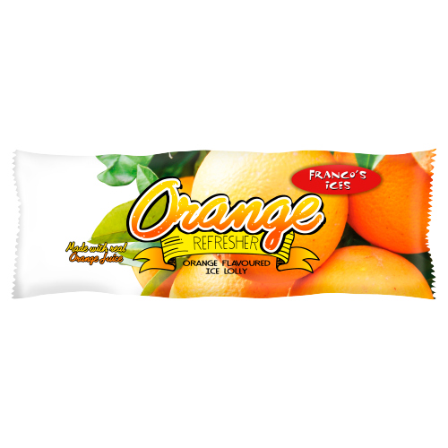 FRANCO'S ICES ORANGE REFRESHER ORANGE FLAVOURED ICE LOLLY 70ML