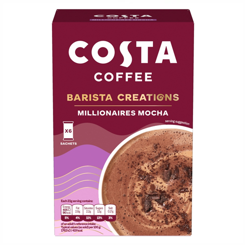 COSTA COFFEE BARISTA CREATIONS MILLIONAIRES MOCHA 6PK 23G (138G)