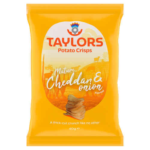 TAYLORS MATURE CHEDDAR & ONION FLAVOUR POTATO CRISPS 40G