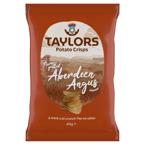 TAYLORS FLAMEGRILLED ABERDEEN ANGUS FLAVOUR POTATO CRISPS 40G