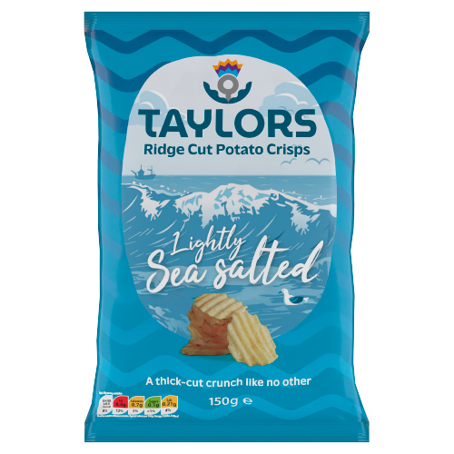 TAYLORS LIGHTLY SEA SALTED RIDGE CUT POTATO CRISPS 150G