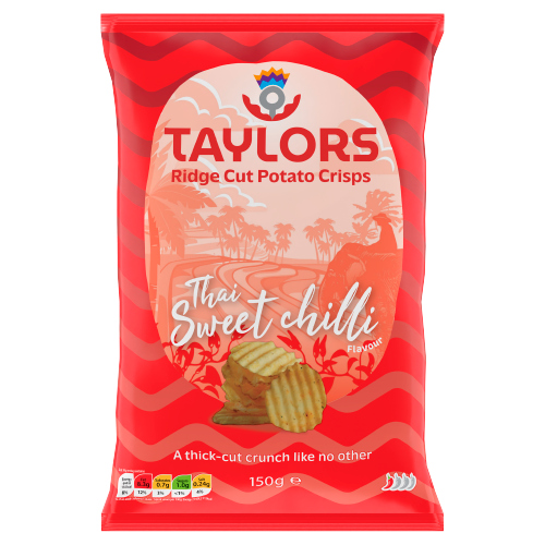 TAYLORS THAI SWEET CHILLI FLAVOUR RIDGE CUT POTATO CRISPS 150G