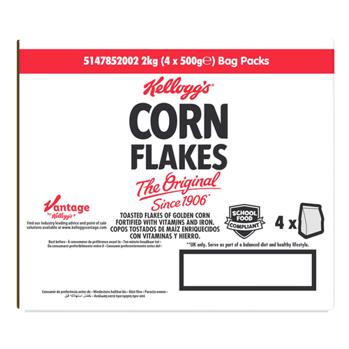 KELLOGG'S CORN FLAKES CEREAL BAG PACK 4X 500G