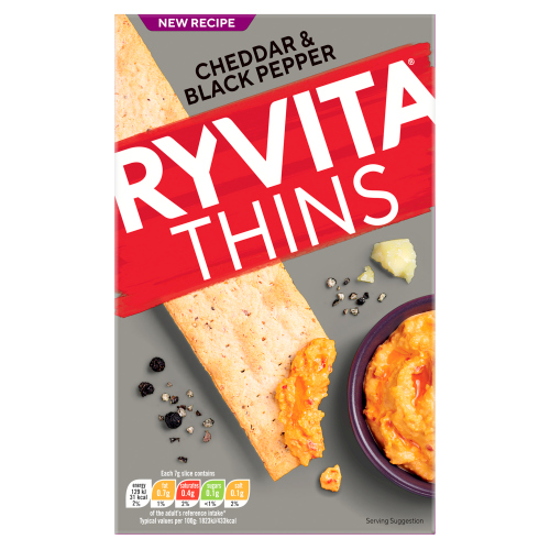 RYVITA THINS CHEDDAR & BLACK PEPPER 125G