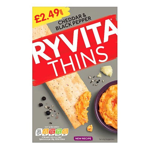 RYVITA THINS  CHEDDAR & BLACK PEPPER  PMP £2.49 125G