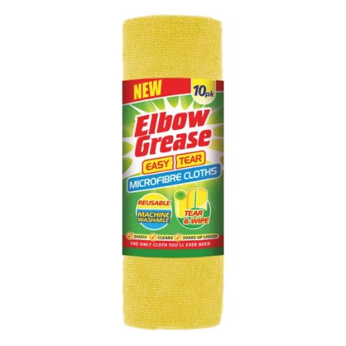 ELBOW GREASE MICROFIBREEASY TEAR CLOTH YELLOW 10PK