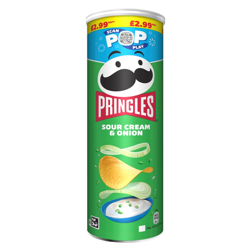 PRINGLES SOUR CREAM & ONION CRISPS PMP £2.99 165G