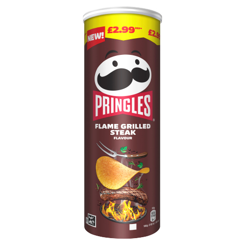 PRINGLES FLAME GRILLED STEAK CRISPS PMP £2.99 165G