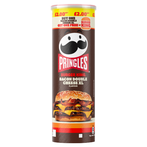 PRINGLES BURGER KING BACON DOUBLE CHEESE XL PMP £2.00 165G- LAUNCH APRIL-2026