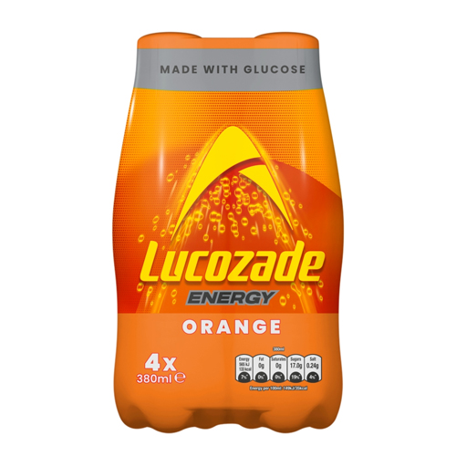 LUCOZADE ENERGY DRINK ORANGE 4PK 380ML