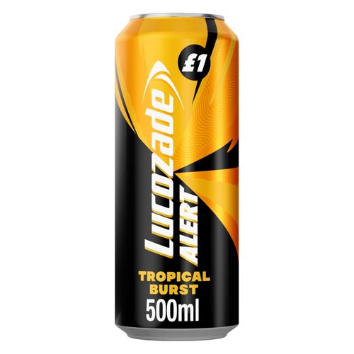 LUCOZADE ALERT TROPICAL CAN PMP £1.00 500ML