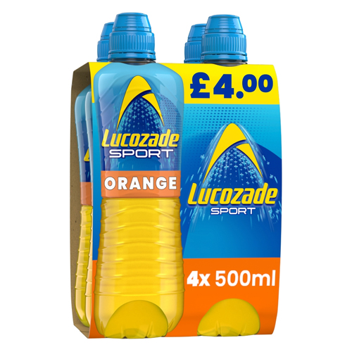 LUCOZADE SPORT ORANGE PMP £4.00 4PK 500ML